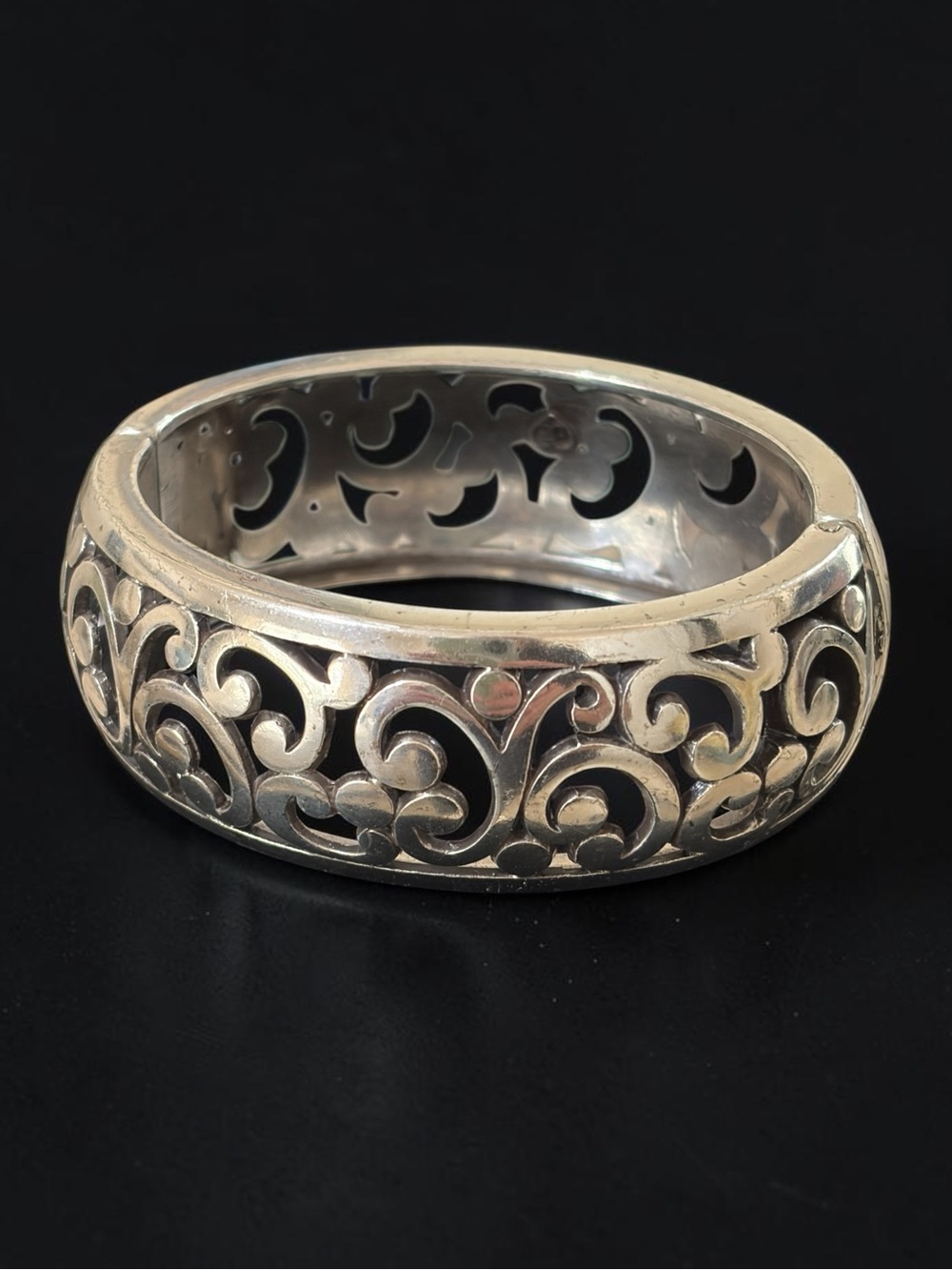 Brighton Silver Filigree Scroll Band Hinged Bracelet